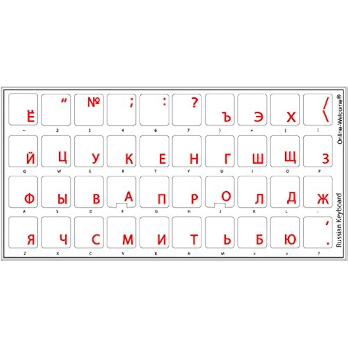 Online-Welcome Russian with RED Lettering Keyboard Stickers Transparent for Co