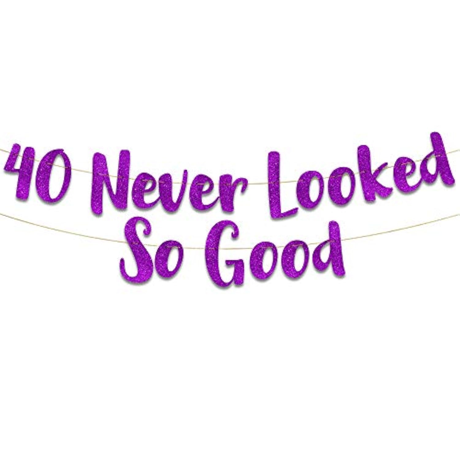 40th Birthday Purple Glitter Banner Party Decorations Supplies