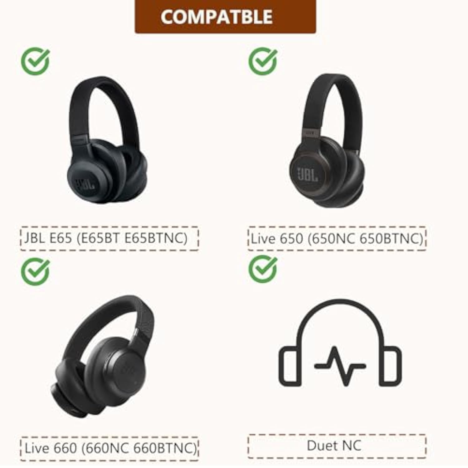 Cooling Gel Earpads? Replacement Ear Pads For Jbl E65/Live 650/Live 660 Headphones?Made Of Memory Foam Pad ?Replacement Headset Ear Cushion Pads (Black)