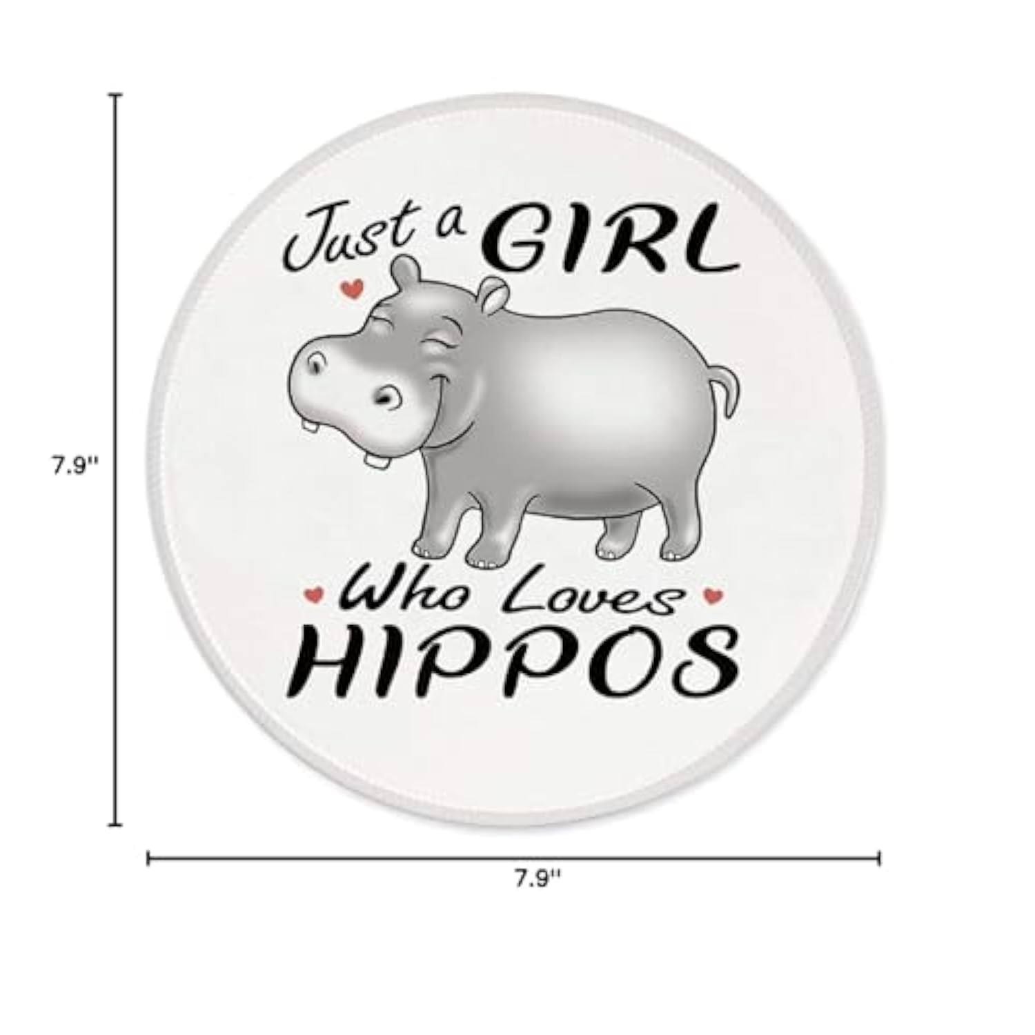 Just A Girl Who Loves Hippos Mouse Pad 7.9 X 7.9 Inch,Cute Cartoon Wild Animal Hippo Non-Slip Rubber Base Mousepads For Home Office College Dorm Desk Decor,Gifts For Hippo Lovers Girls