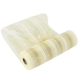 Christmas Mesh Ribbon For Wreath Gold And Ivory Ombré Deco Mesh 10 Inch Gold Metallic Mesh Crafts Deco Mesh Supplies For Xmas Tree Garland Staircase Swag Mailbox Centerpiece Making (30 Feet)