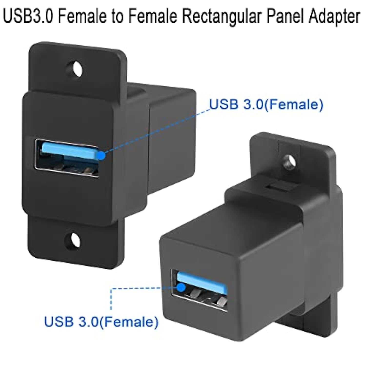 Usb3.0 Rectangular Panel Adapter 5Gbps Usb3.0 Female To Female Panel Mount Con