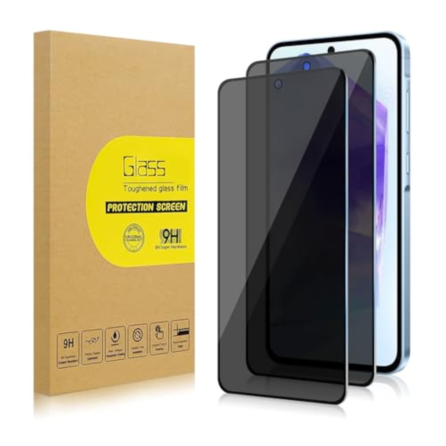 2 Pack Privacy Screen Protector For Samsung Galaxy A55/A35 [Anti-Spy Tempered Glass], Ultra Hd, Anti-Scratch, Bubble-Free, Easy Install 9H Protective Glass For Galaxy A55/A35