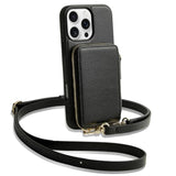 For 16 Pro Max Wallet Case, Zipper Crossbody Case With Wrist Strap Card Holder Protective Cover For Women For 16 Pro Max 6.9" Black