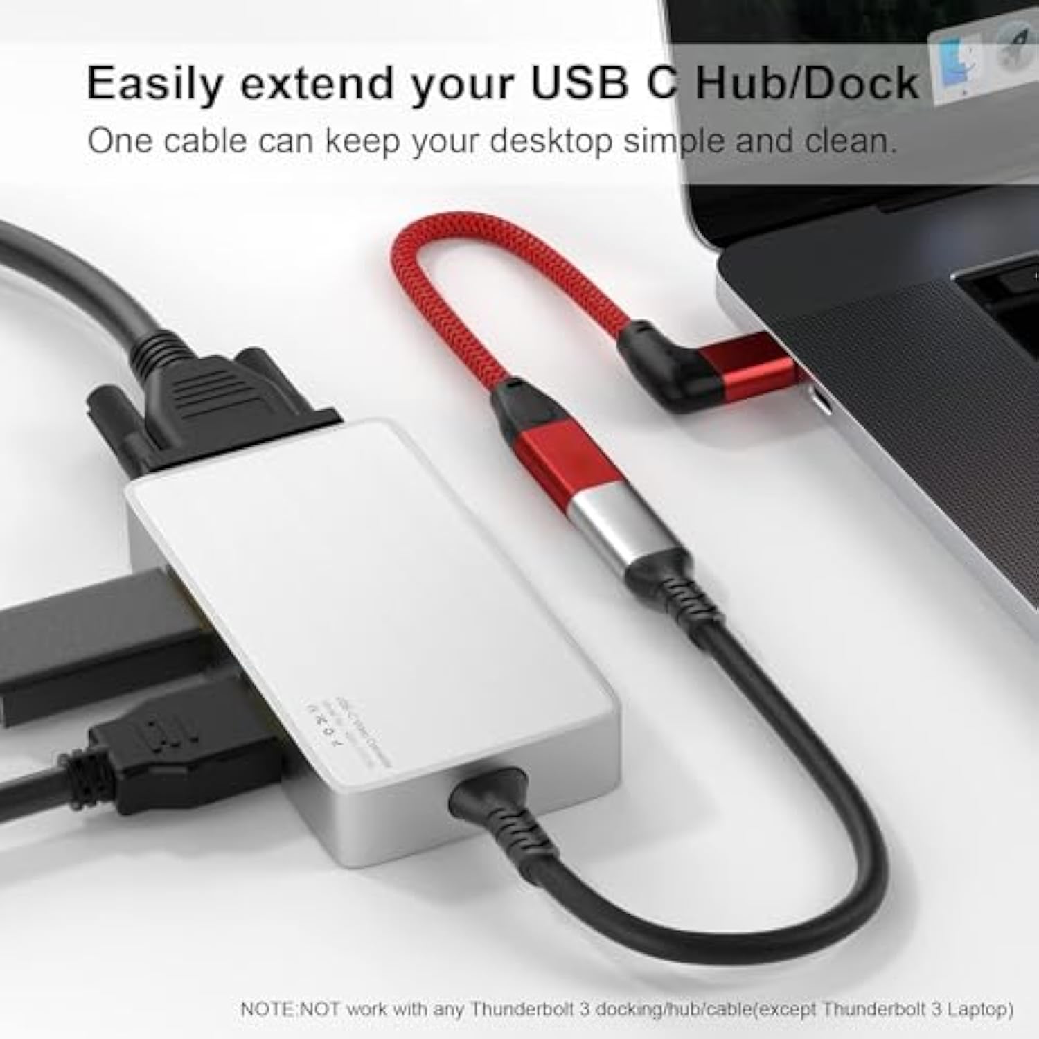 Right Angle Usb C Extension Cable 0.6Ft, 90 Degree Usb-C 3.2 Gen 2 20Gbps Male