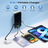Portable Charger For Iphone With Built In Cables And Wall Plug,Upgraded 13800Mah Fast Charging Usb C Power Bank,4 Outputs Travel Essential Battery Pack Compatible With Iphone 16/15/14,Samsung,Android