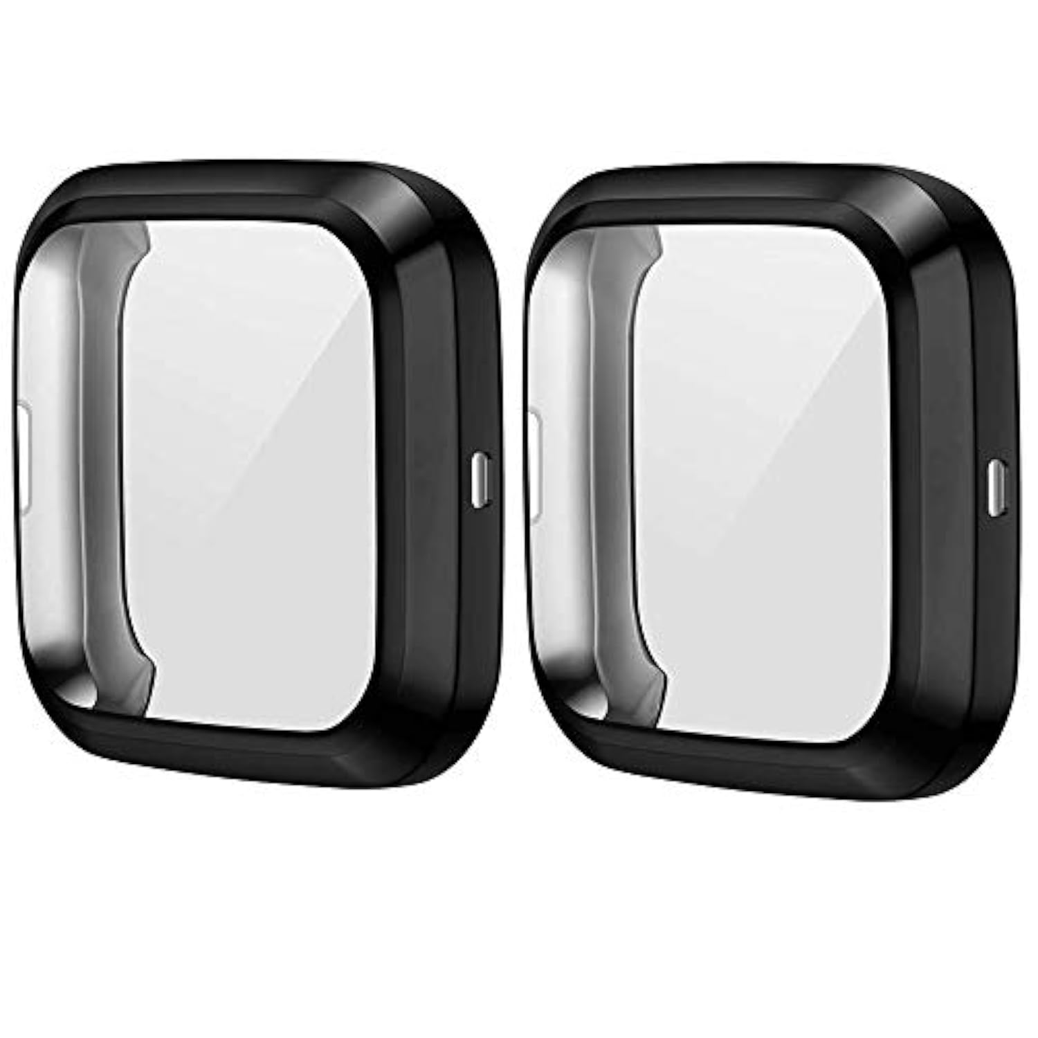 2 Pack Case Compatible With Fitbit Versa 2 Screen Protector, Soft Tpu Full Coverage Protective Cover Bumper Frame Versa 2 Smartwatch (Black+Black)
