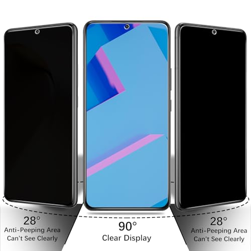 (2 Pack) Privacy Screen Protector for  Galaxy S22 Plus Anti Spy Tempered Glass, Support Fingerprint Unlock, Anti Scratch, Bubble Free