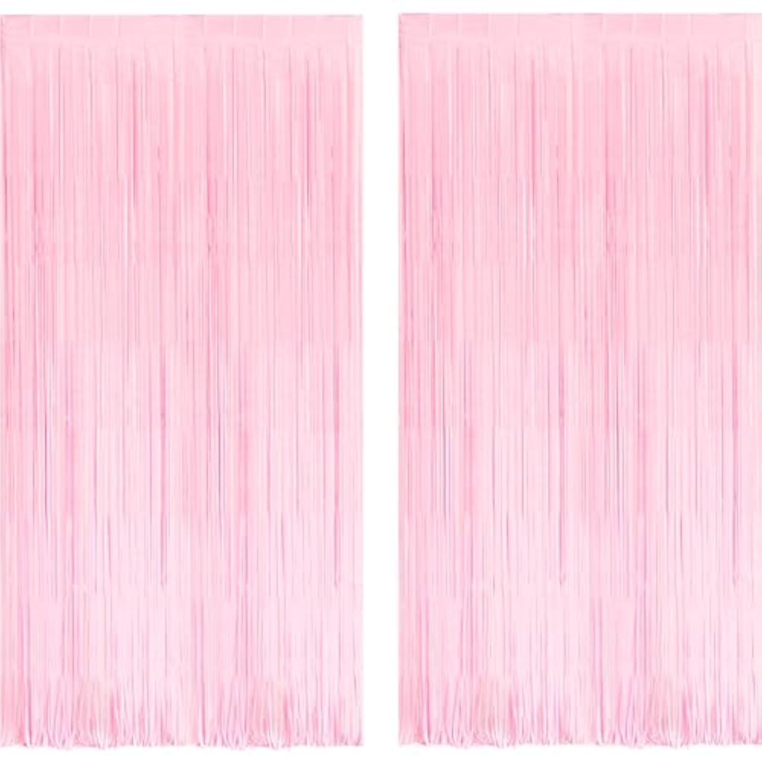 Pastel Pink Fringe Curtains Backdrop - 2 Pack Photo Booths Party Streamers For Easter/Unicorn/Baby/Cowgirl/Princess/Birthday/Bridal Shower/Bachelorette/Engagement/Sweet/Bow Decorations