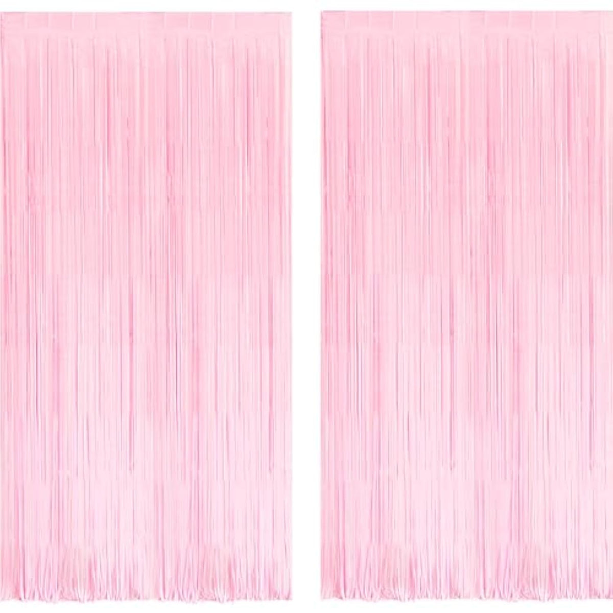 Pastel Pink Fringe Curtains Backdrop - 2 Pack Photo Booths Party Streamers For Easter/Unicorn/Baby/Cowgirl/Princess/Birthday/Bridal Shower/Bachelorette/Engagement/Sweet/Bow Decorations