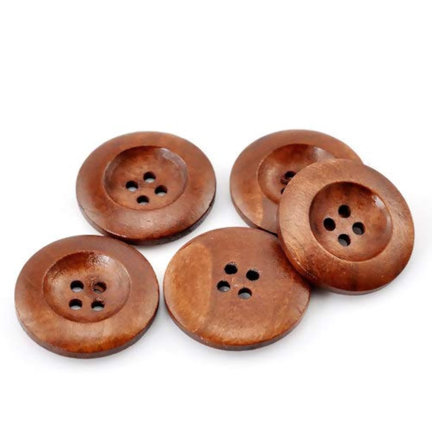 50Pc Wood Sewing Buttons Scrapbooking 4 Holes Round Coffee Buttons 25M