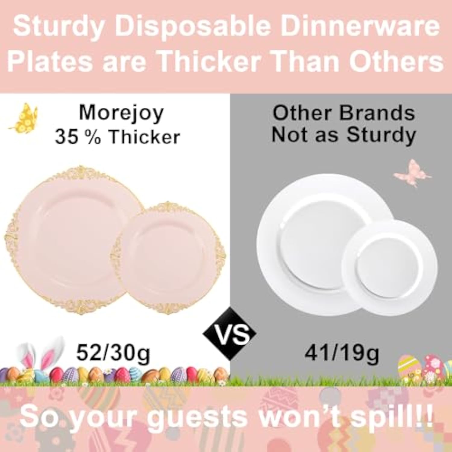 175Pcs Pink Plastic Plates - Pink And Gold Disposable Plates Sets, Include 25 Dinner Plates,25 Dessert Plates,25 Cutlery Sets,25 Napkins Perfect For Wedding & Party & Holiday & Easter