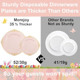 175Pcs Pink Plastic Plates - Pink And Gold Disposable Plates Sets, Include 25 Dinner Plates,25 Dessert Plates,25 Cutlery Sets,25 Napkins Perfect For Wedding & Party & Holiday & Easter