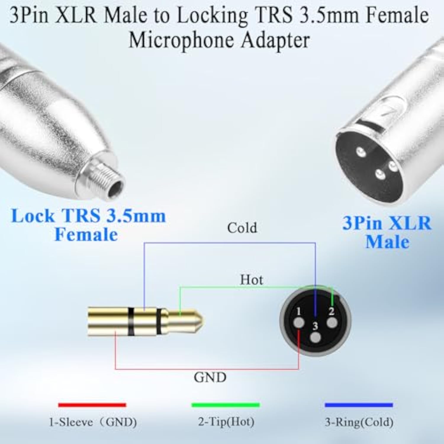 Xlr Male To Locking Trs 3.5Mm Female Balanced Audio Adapter 3Pin Xlr Plug To Lockable 1/8 Trs Jack Microphone Connector 3Pin X-L-R To Locked 3.5Mm Converter, For Headphone Camcorder Mixer