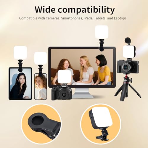Selfie Light 3CCT USB-Rechargeable LED Phone Light - Portable Photo Light Up to 6500K Color Temperature for Selfie Makeup and Live Stream