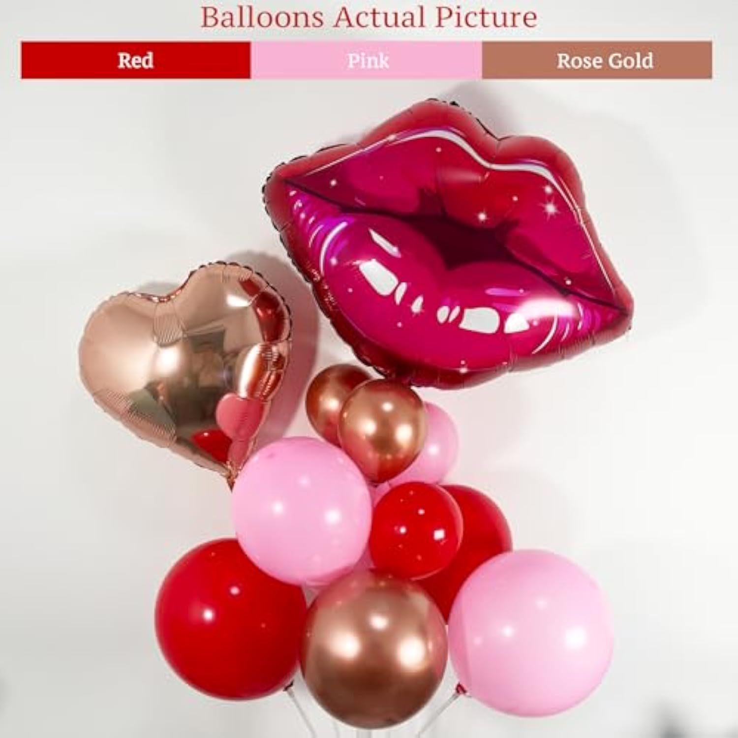 134Pcs Valentine'S Day Balloon Arch Garland Kit - Red Pink Metallic Rose Gold Balloons With Heart-Shaped And Red Lip Balloons For Valentine Decorations, Party, Birthday, Anniversary Decor
