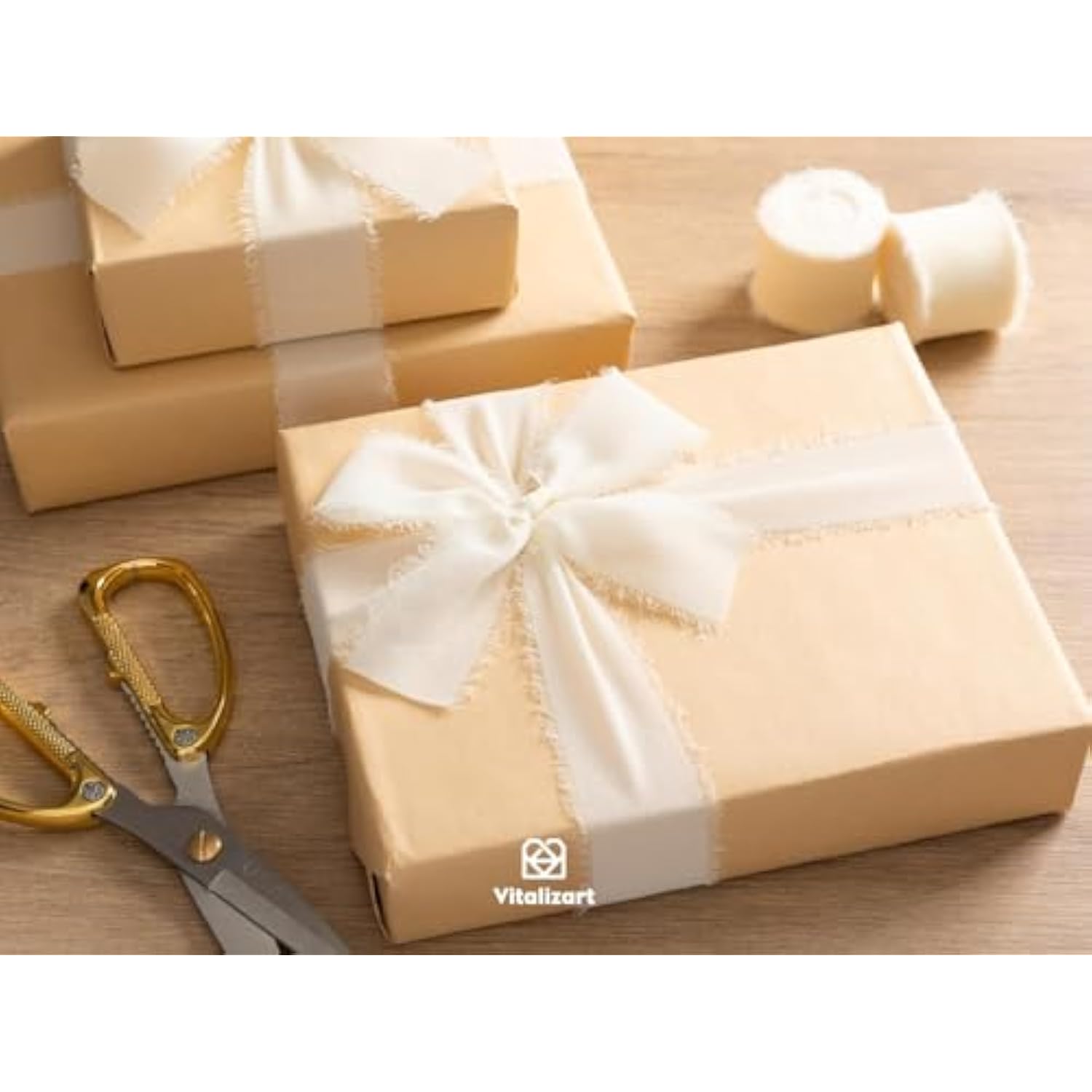 3 Rolls Handmade Fringe Chiffon Silk Ribbon 1.5" X 7Yd Cream White Rib