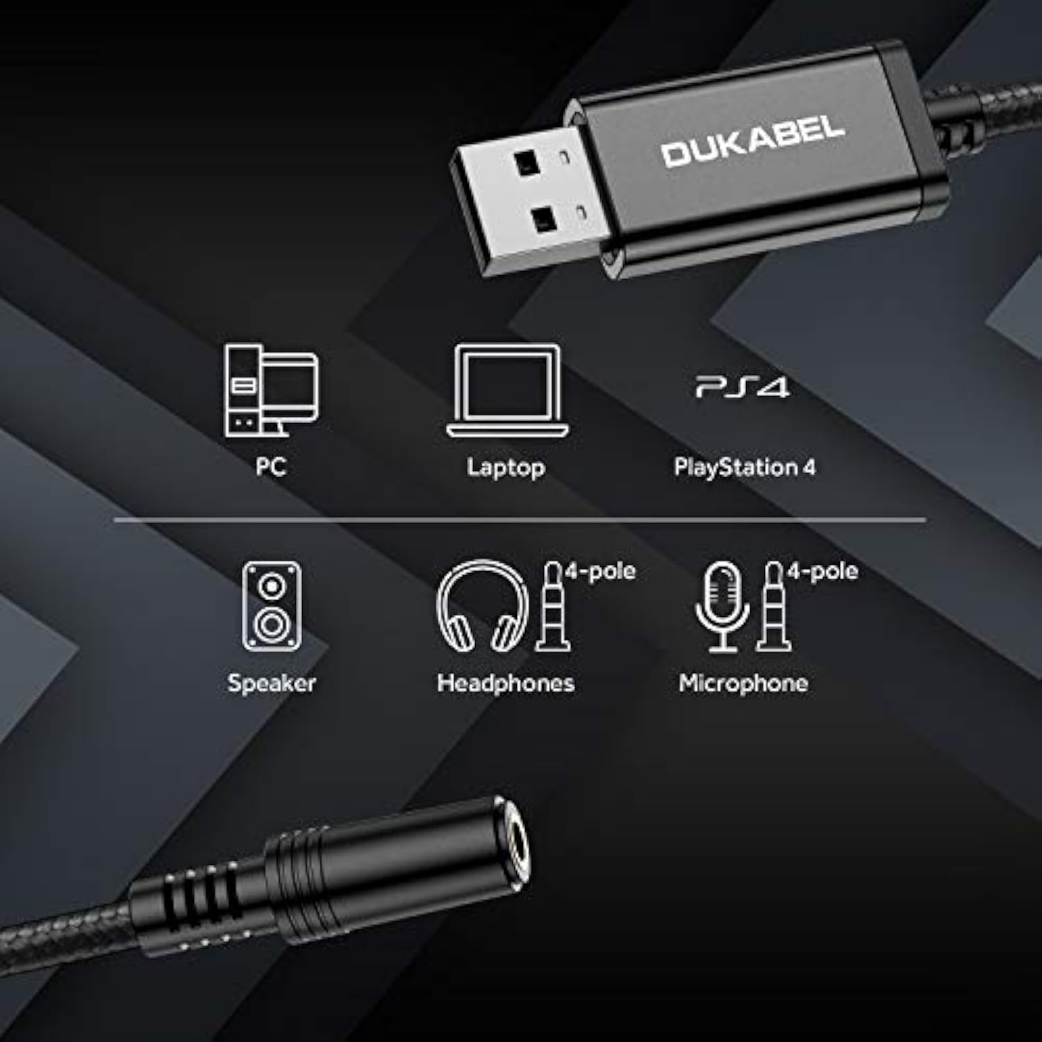 Usb To 3.5Mm Jack Audio Adapter - 2 Pack Usb To Aux Cable With Trrs 4-Pole Mic-Supported External Sound Card For Pc, Ps4, Ps5 And More [9.8 Inch]