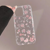 Compatible For Iphone 16 Pro Case For Clear Pink Flower Cute Aesthetic Design Floral Women Teen Girls Silicone Slim Cover Protection Phone Cases-Clear