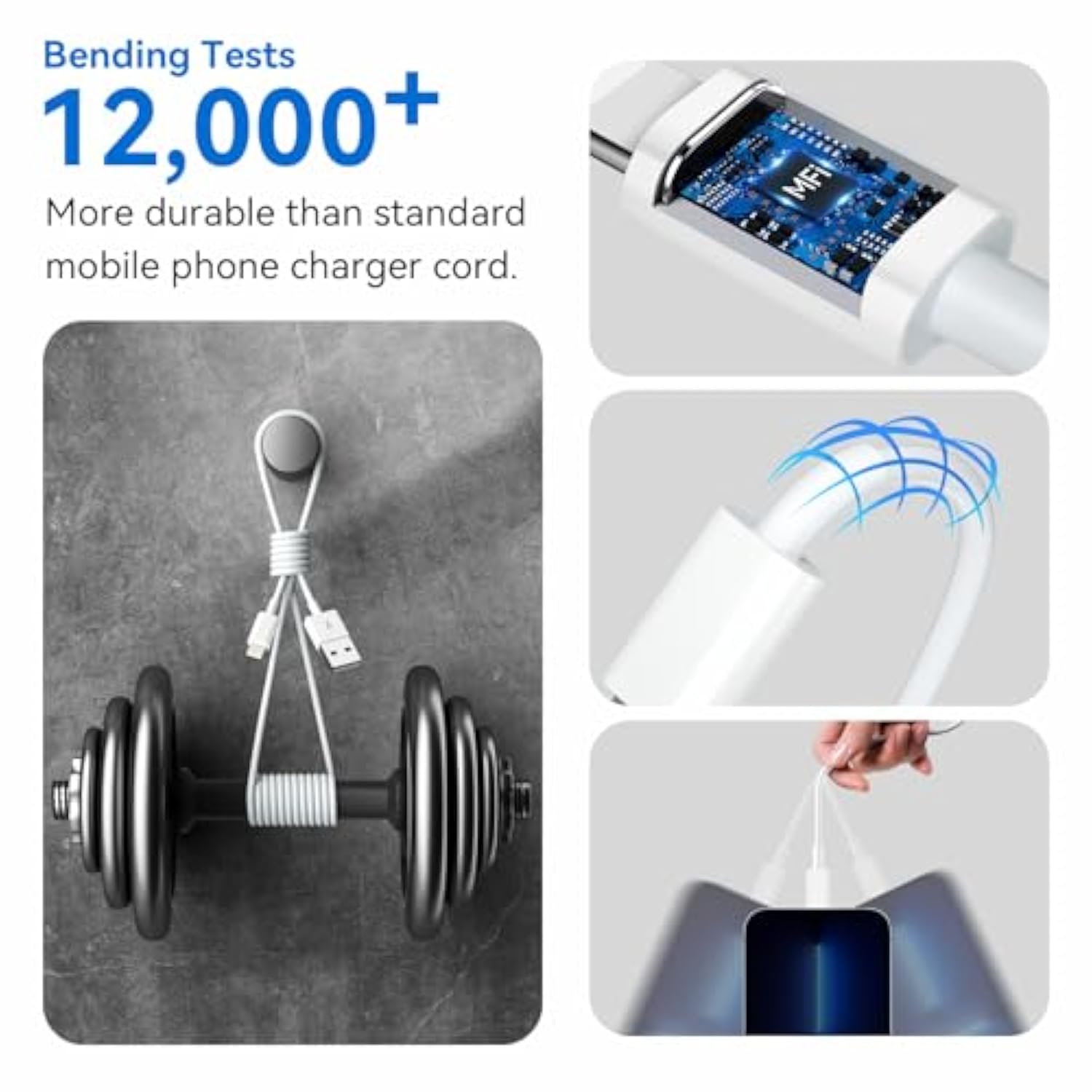 3-Pack 6Ft Lightning Cable For Iphone, Fast Charging Usb A To Lightning Cable, Compatible With Iphone 14 Pro Max/14 Pro/13/12, Ipad, Airpods, Mfi Certified