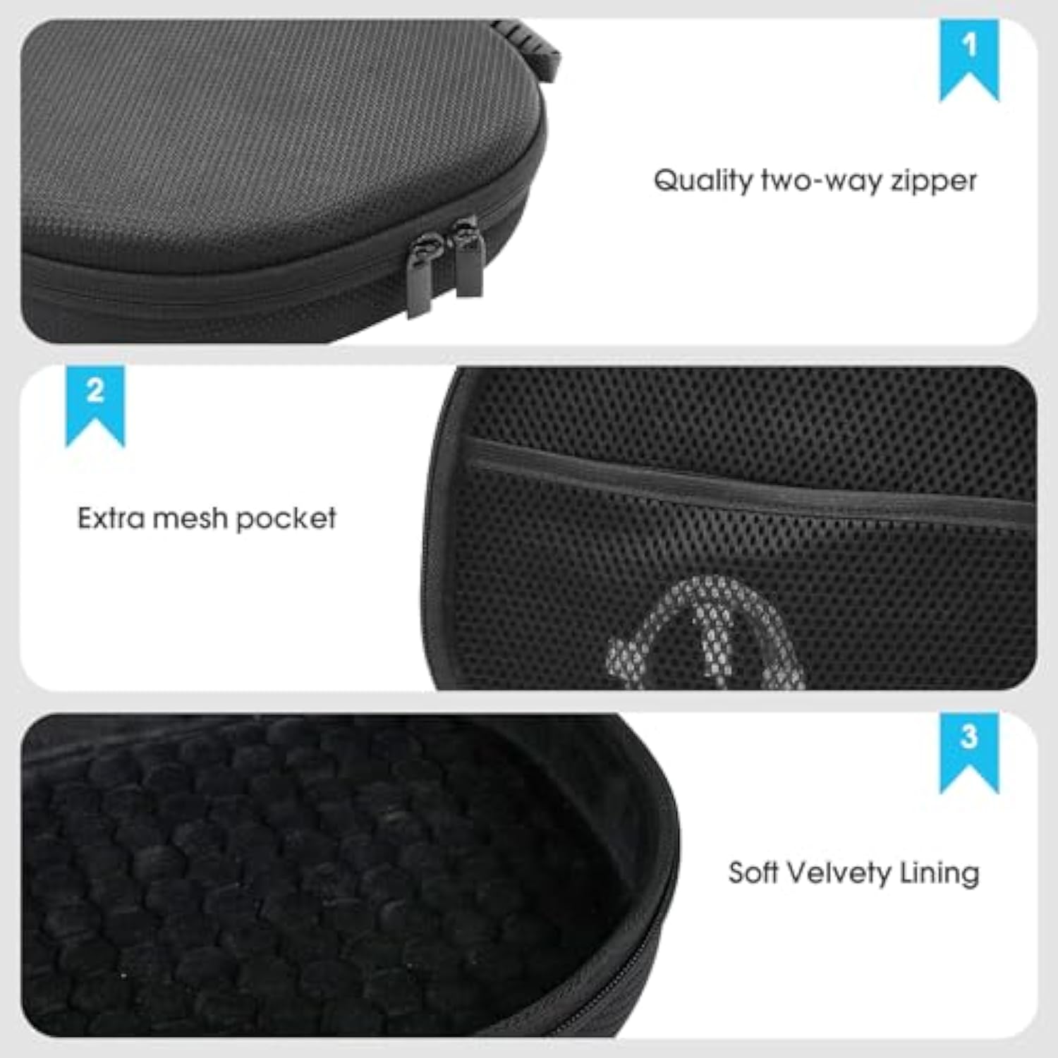 ProCase Hard Case for AirPods Max, Travel Carrying Headphone Case with Silicone Earpad Cover & Mesh Pocket, AirPods Max Protective Portable Storage Bag -Black
