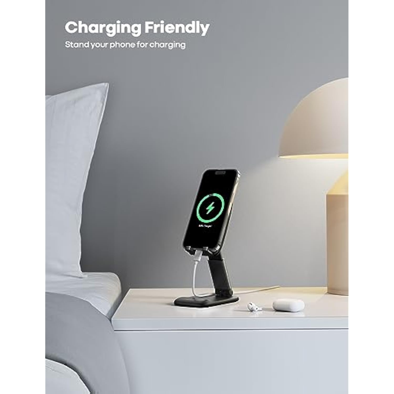 Foldable Phone Stand For Desk - Height Adjustable Cell Phone Holder Portable Cellphone Cradle Desktop Dock Compatible With 16 15 14 13 Pro Max Mini, 12 11 Xr X 8 Plus Se, Smartphone