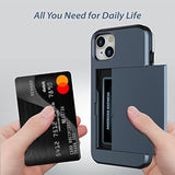 Wallet Case Compatible With Apple Iphone 13 2021 Phone Case With Card Holder Shockproof Anti Scratch Cover With Tempered Glass Screen Protectors[X2Pack] Dark Blue