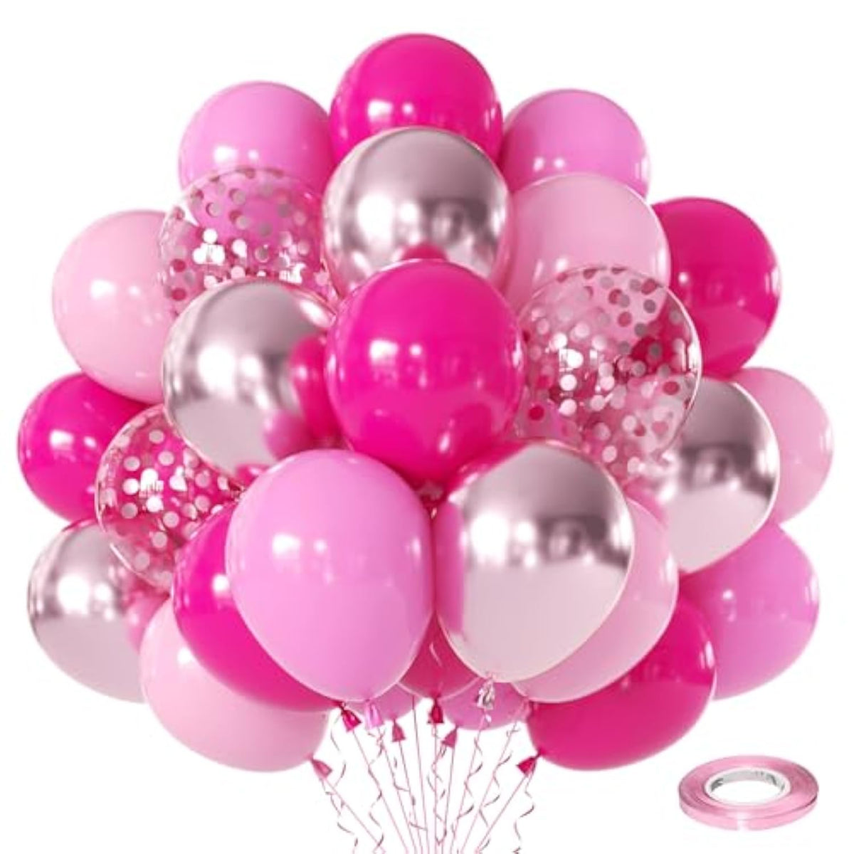 50pcs Pink Balloon Set 12in Metallic Confetti Balloons for Parties and Weddings