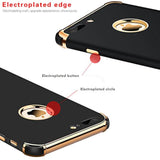 Luxury 3 in 1 Slim Fit Electroplated Shockproof Phone Case for iPhone 7/8, Ultra Thin Flexible Soft Matte Case with Detachable Gold Trim, Compatible with iPhone 7/8 (Black)