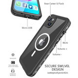 Design For Iphone 14 Waterproof Case, Full Body Shockproof Dust Proof Phone Case Cover With Screen Protector - Black