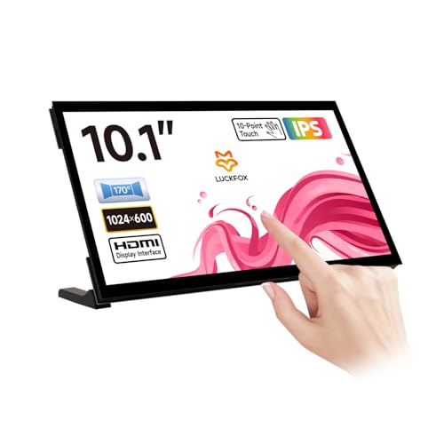Luckfox Touchscreen For Raspberry Pi,10.1Inch Hdmi 1024 X 600 Plug&Play Portable Monitor With Stand,10 Point Touch Lcd Display With Dual-Track Speakers,Second Screen For Laptop Pc