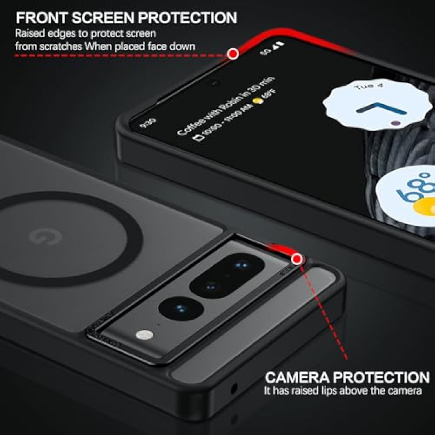 For Google Pixel 7 Pro Case [Compatible With Magsafe] Translucent Matte Magnetic Pixel 7 Pro Case Slim Thin Shockproof Women Men Protective Phone Cases For Google Pixel 7 Pro 6.7" 2022, Black