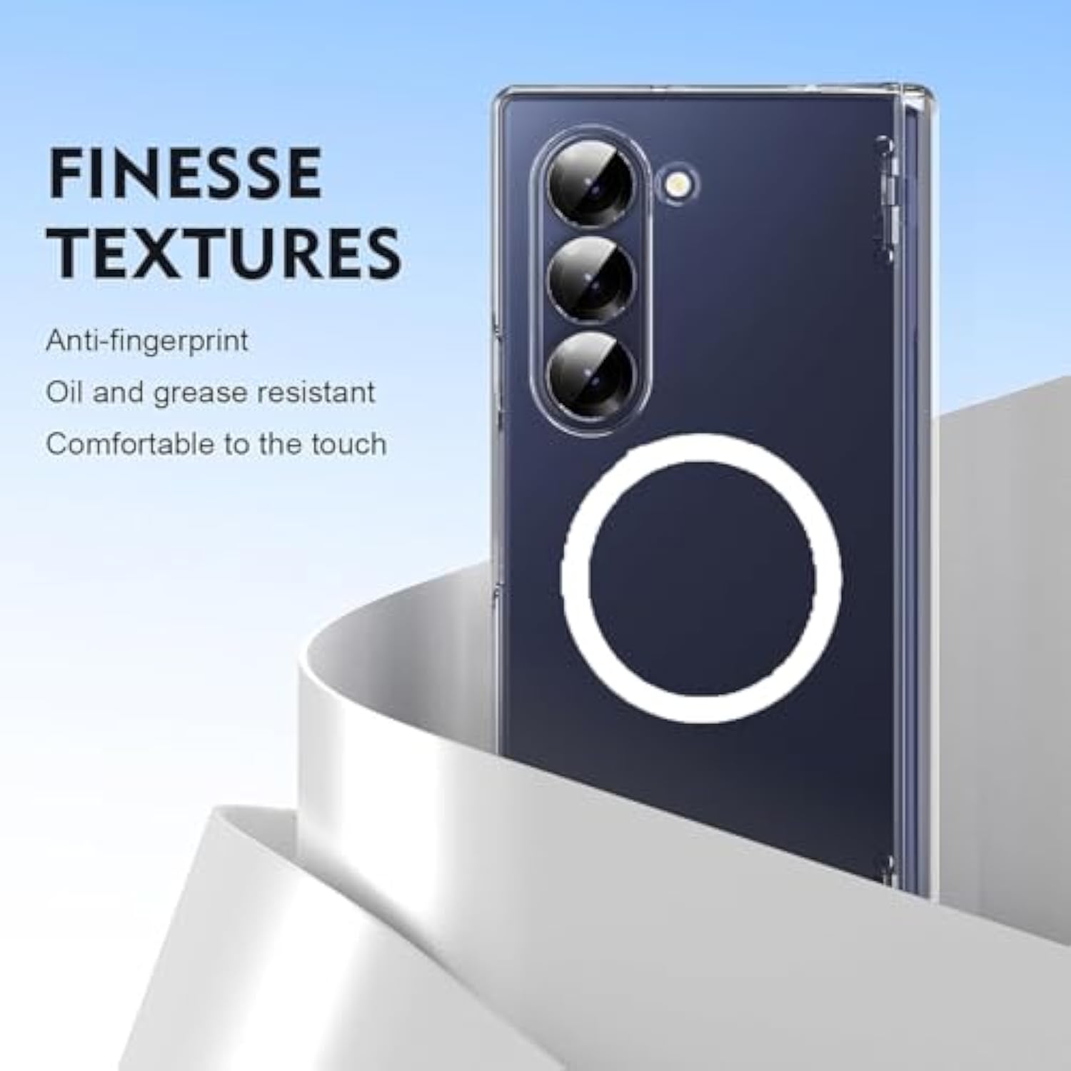 Magnetic For Galaxy Z Fold 7 Case Clear With Screen Protector & Hinge Protection, Compatible With Magsafe, Slim Fit Lightweight Hard Pc Transparent Skin Bumper Cover Shockproof Non-Slip (Clear)