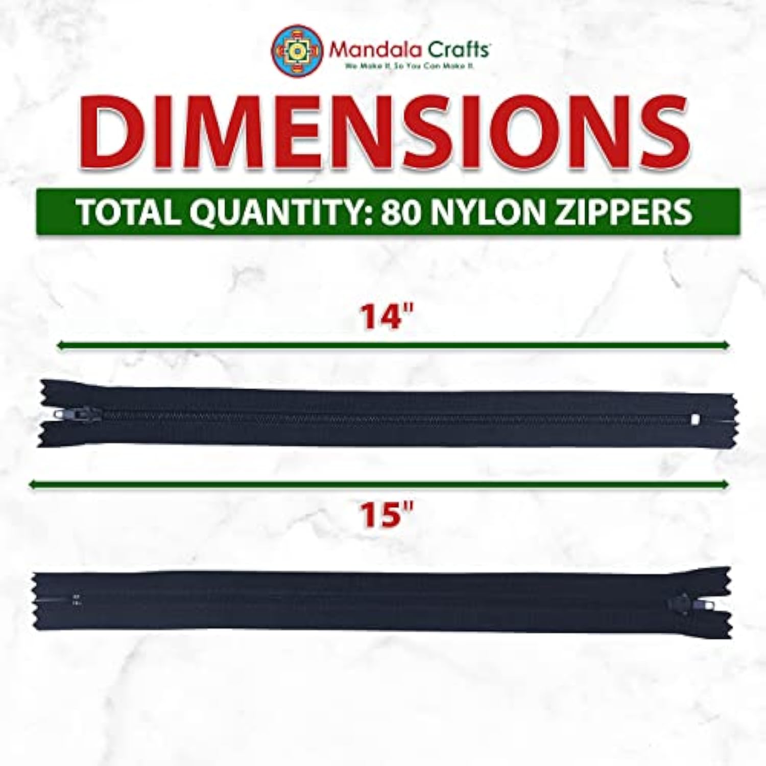 Nylon Zippers For Sewing, 14 Inch 80 Pcs Bulk Zipper Supplies In 20 As