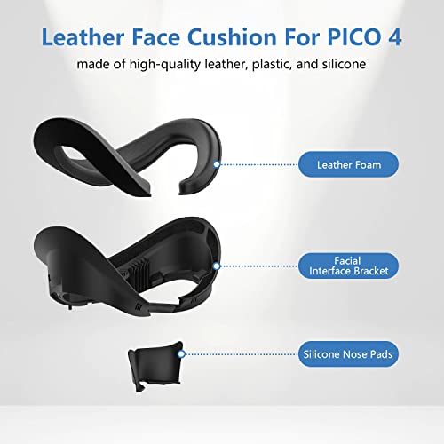 Face Cover For Pico 4/Pico 4 Ultra, Resilient Vent Leather Face Pad Replacement Soft Facial Cushion Interface Bracket Set Washable Lightproof Comfortable Vr Accessoriesblack, 3-In-1