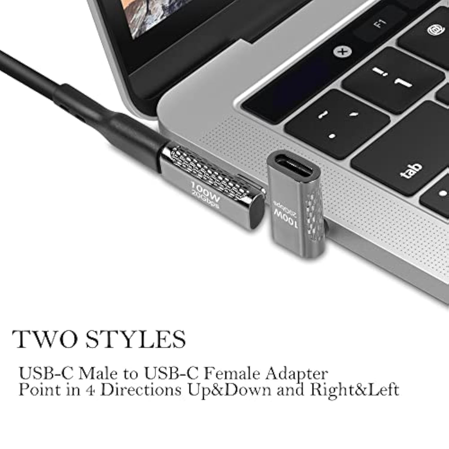 2 Pack 90 Degree Usb C Adapter, 100W Right Angle Usb C Male To Female Extender