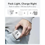 Usb-C Charger Block, 30W Gan 2 Port Fast Charging W/Built-In Retractable C Cable & Foldable Plug, Pd/Pps For Iphone 16Pro Max/16/Pixel 9 Pro/Galaxy/Ipad/Macbook,Compact Travel Charger (White*2)