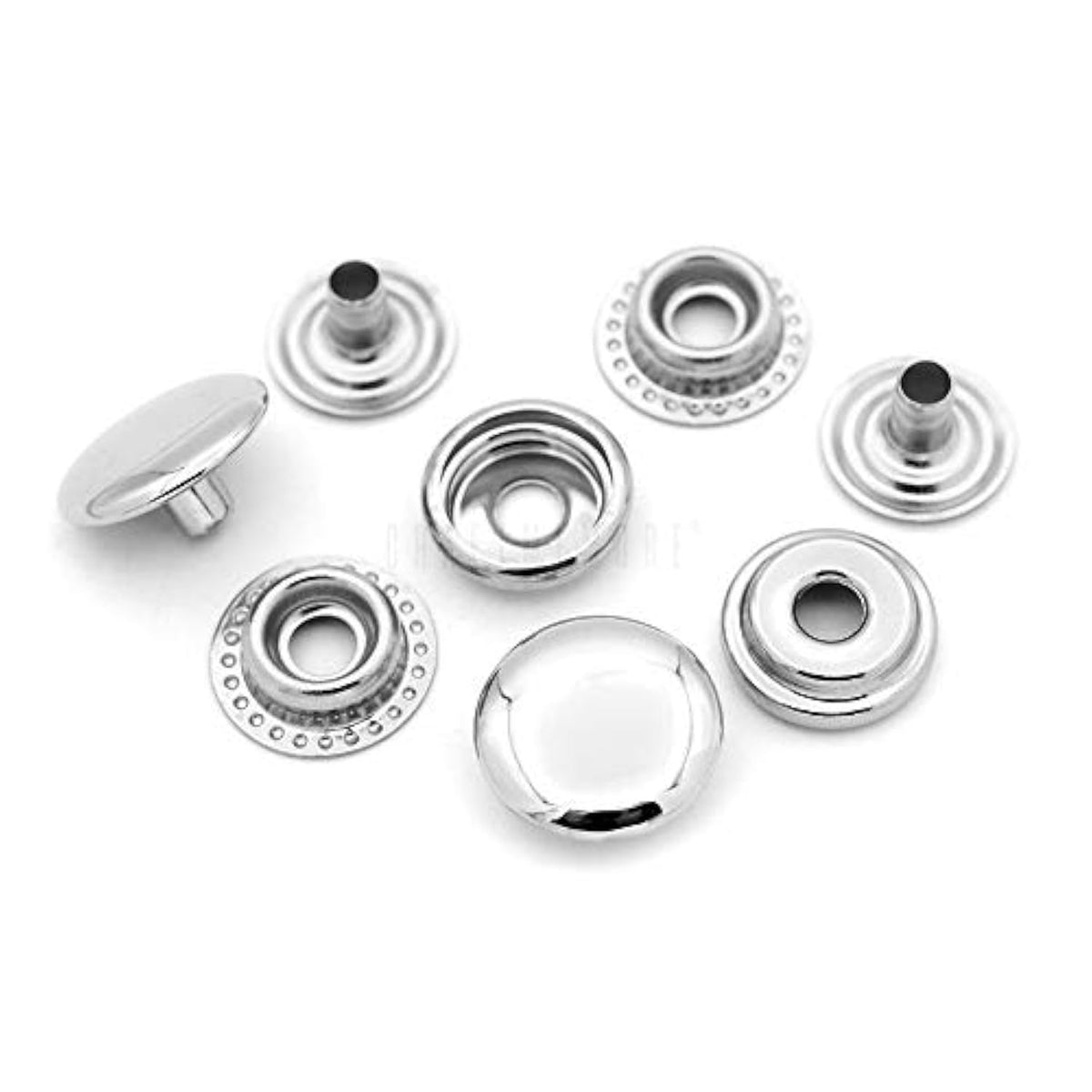 50 Sets Silver Snap Fasteners Ring-Socket Press Studs For Jacket Bag C