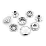 50 Sets Silver Snap Fasteners Ring-Socket Press Studs For Jacket Bag C