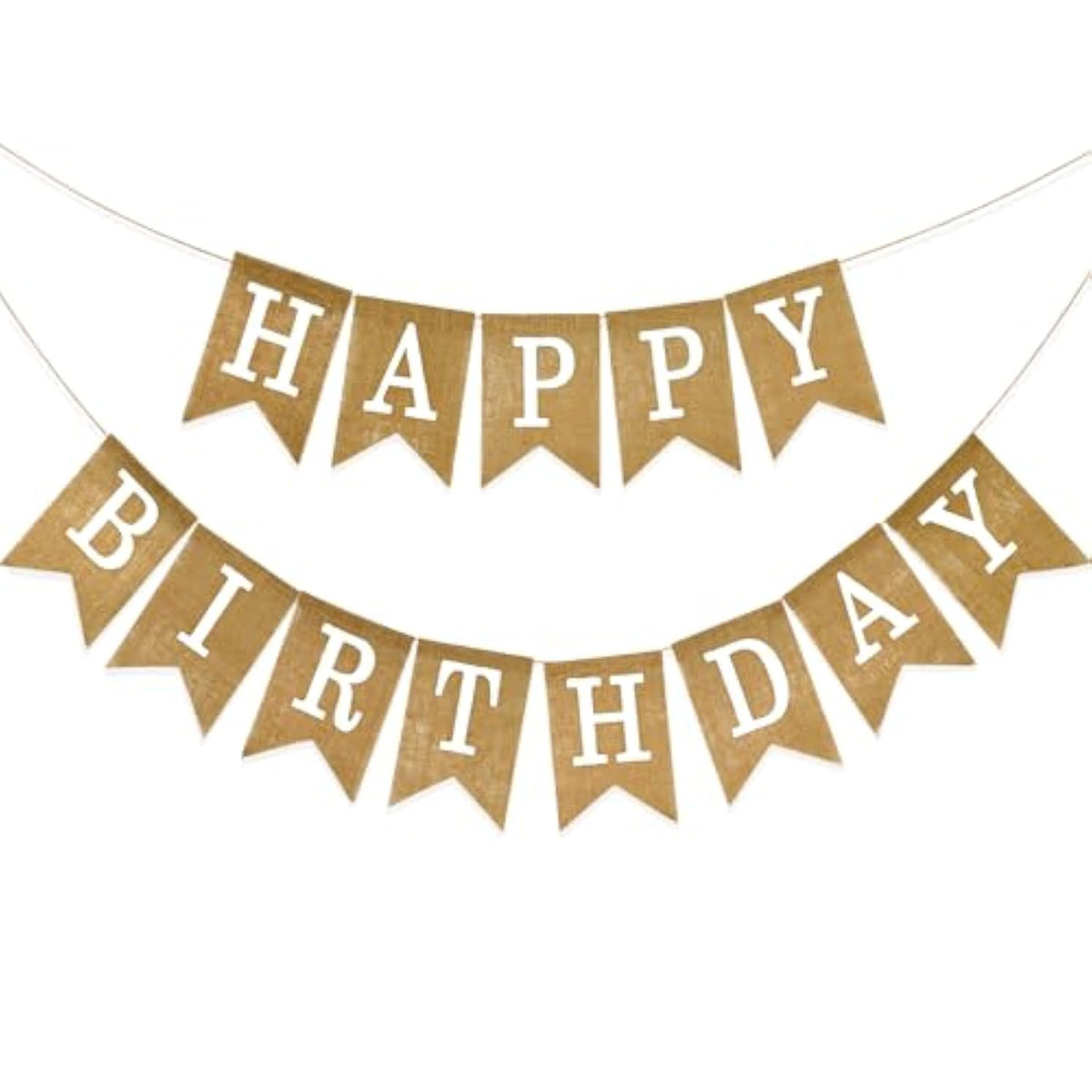 No-DIY Burlap Happy Birthday Banner – Rustic Brown Bunting for Party Decor & Photo Backdrop