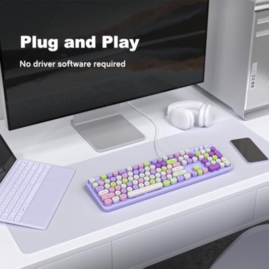 Wire Mechanical Keyboard, Ergonomic Compact Design 84 Keys Led Backlit Compute