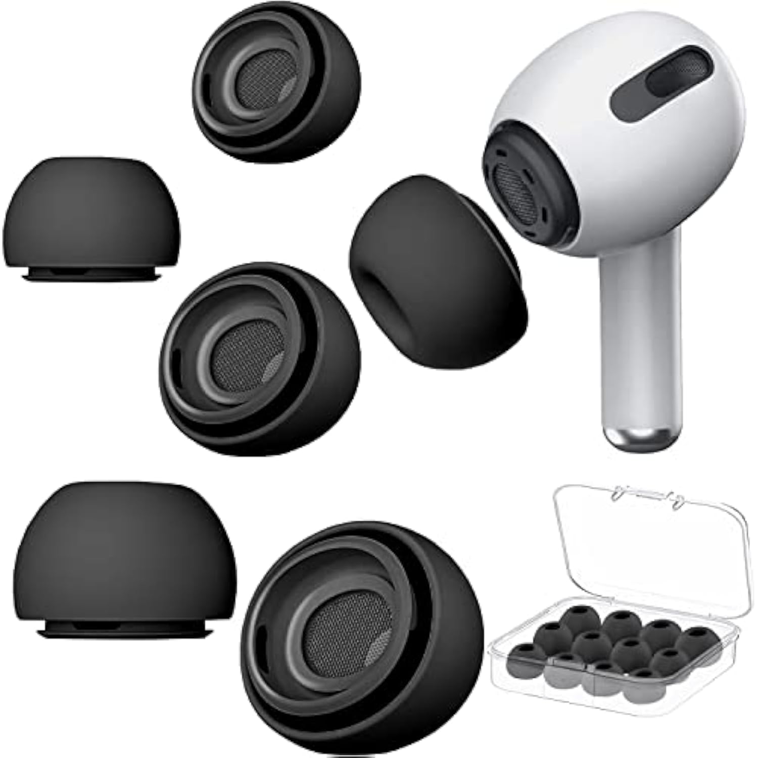6 Pairs Airpod Pro Ear Tip Noise Cancellation, Replacement Ear Tips For Airpods Pro 2 With Case, Soft Silicone Earbuds Tips For Long Time Use, White, S/M/L (Black)