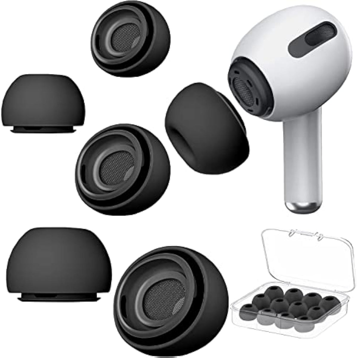 6 Pairs Airpod Pro Ear Tip Noise Cancellation, Replacement Ear Tips For Airpods Pro 2 With Case, Soft Silicone Earbuds Tips For Long Time Use, White, S/M/L (Black)