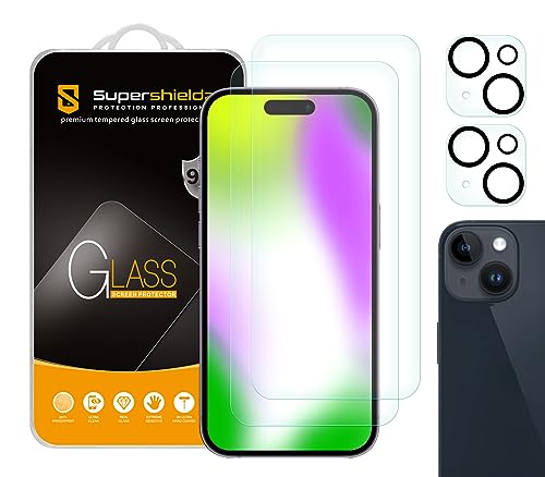(2 Pack) Designed for iPhone 15 (6.1 inch) + Camera Lens Tempered Glass Screen Protector, Anti Scratch, Bubble Free