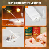 6 Pack Fairy Lights Battery Operated 7.2 Ft 20 Led Mini String Lights Waterproof Silvery Copper Wire Firefly Starry Ligh