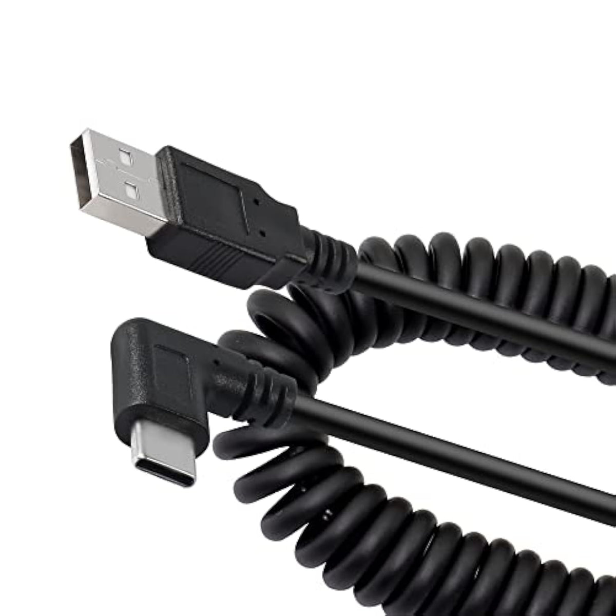 Coiled Usb C Charging Cable Retractable Usb 2.0 To 90 Degree Type C Right Angl