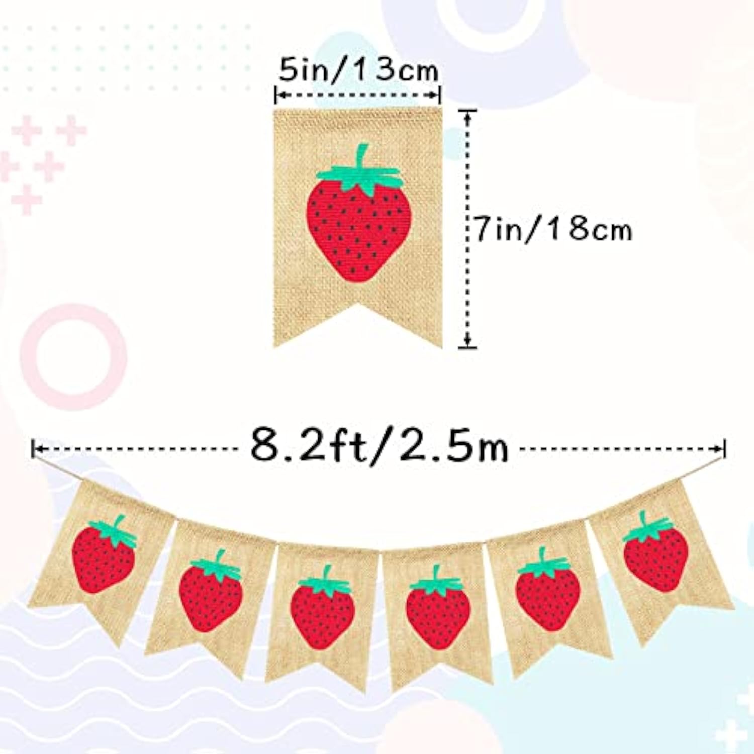 Burlap Strawberry Banner Garland, Strawberry Themed Baby Shower Birthday Party Decorations Supplies, Berry Sweet Home Office Classroom Hanging Sign Photo Booth Props