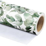Eucalyptus Leaves Wrapping Paper Roll - Mini Roll - 17 Inch X 33 Feet - Greenery Wrapping Paper Perfect For Birthday, Wedding, Bridal Shower