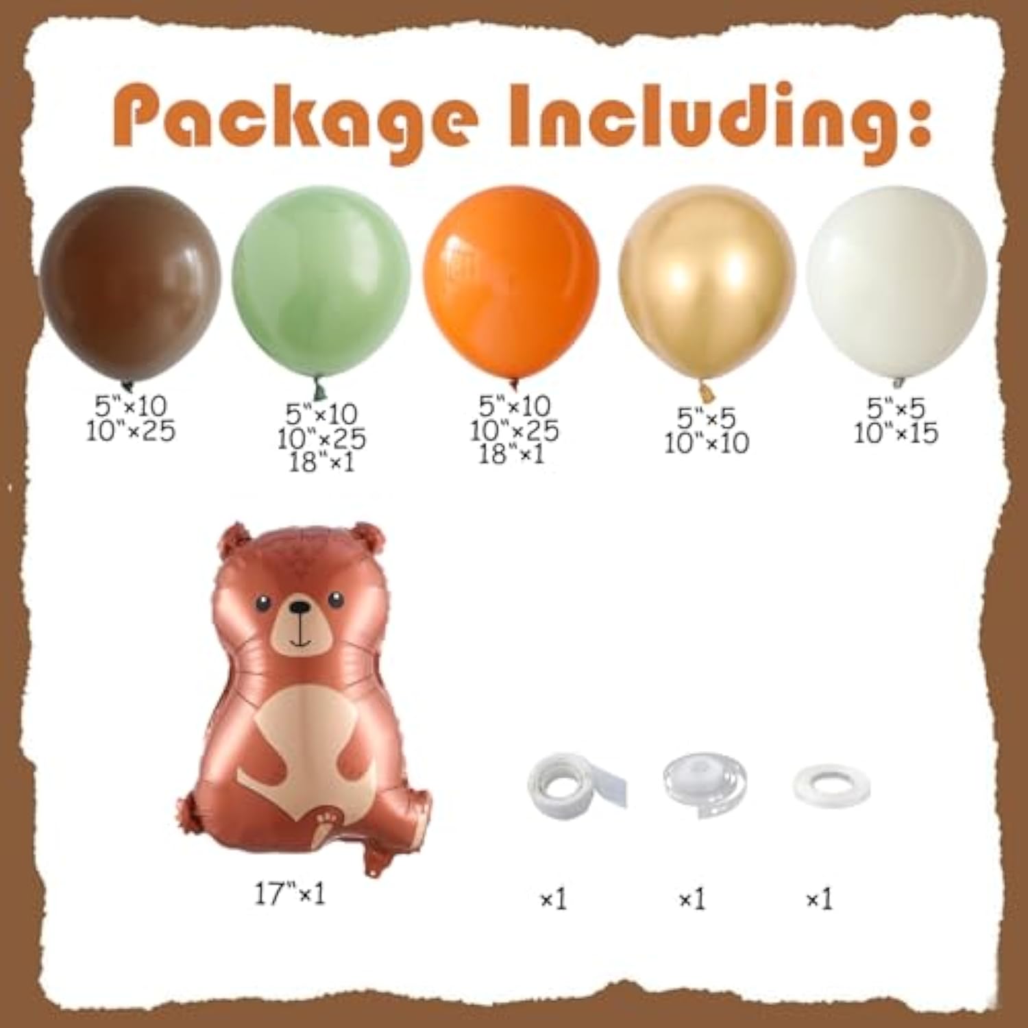 Happy Camper Balloon Arch Kit: Brown, Orange, Green Garland