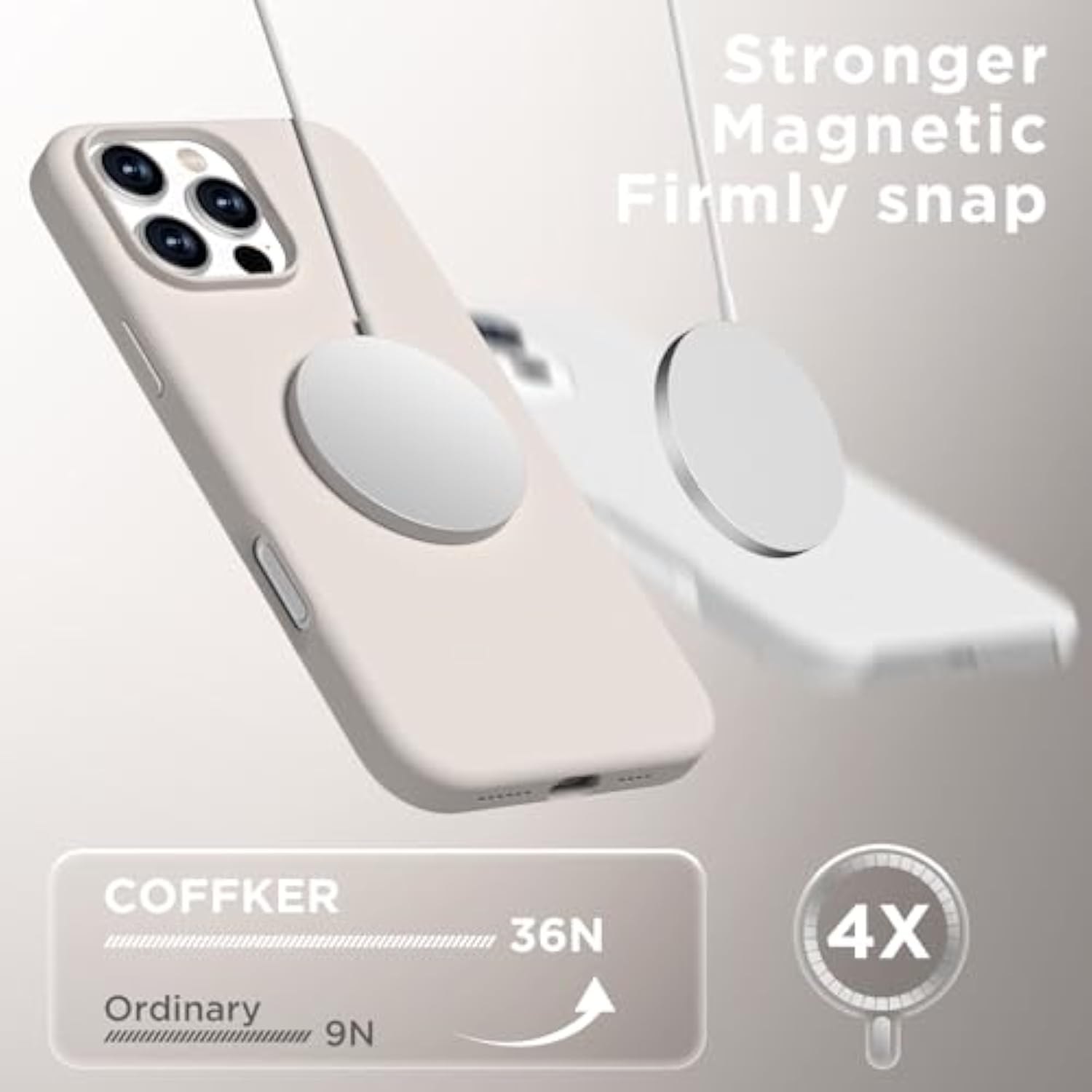 Magnetic For Iphone 16 Pro Max Case, Compatible With Magsafe, Suction Cup Phone Mount, [2 Screen Protectors][Camera Protector] Silicone Shockproof Protective Phone Cover 6.9", Stone